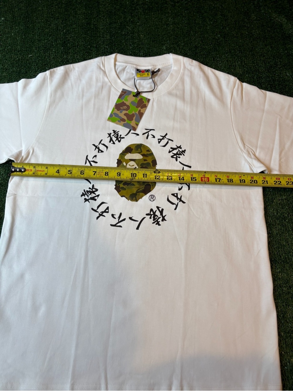 Bape White Tee with Green Camo Ape Head Graphic - Picture 6 of 9